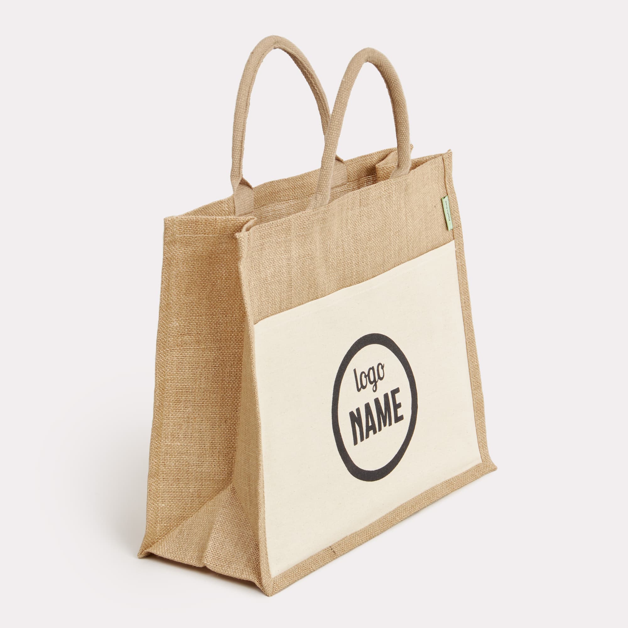Sac de jute avec pochette avant en tissu canvas